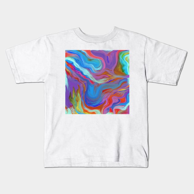 AGATE OIL PAINTING: MYSTERIOUS BLUES Kids T-Shirt by Overthetopsm